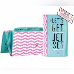NEW (ASOS) Beauty Junky Passport and Ticket Holder ~ Pink/Teal One Size